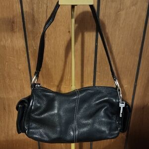 Black Leather Fossil Shoulder Bag